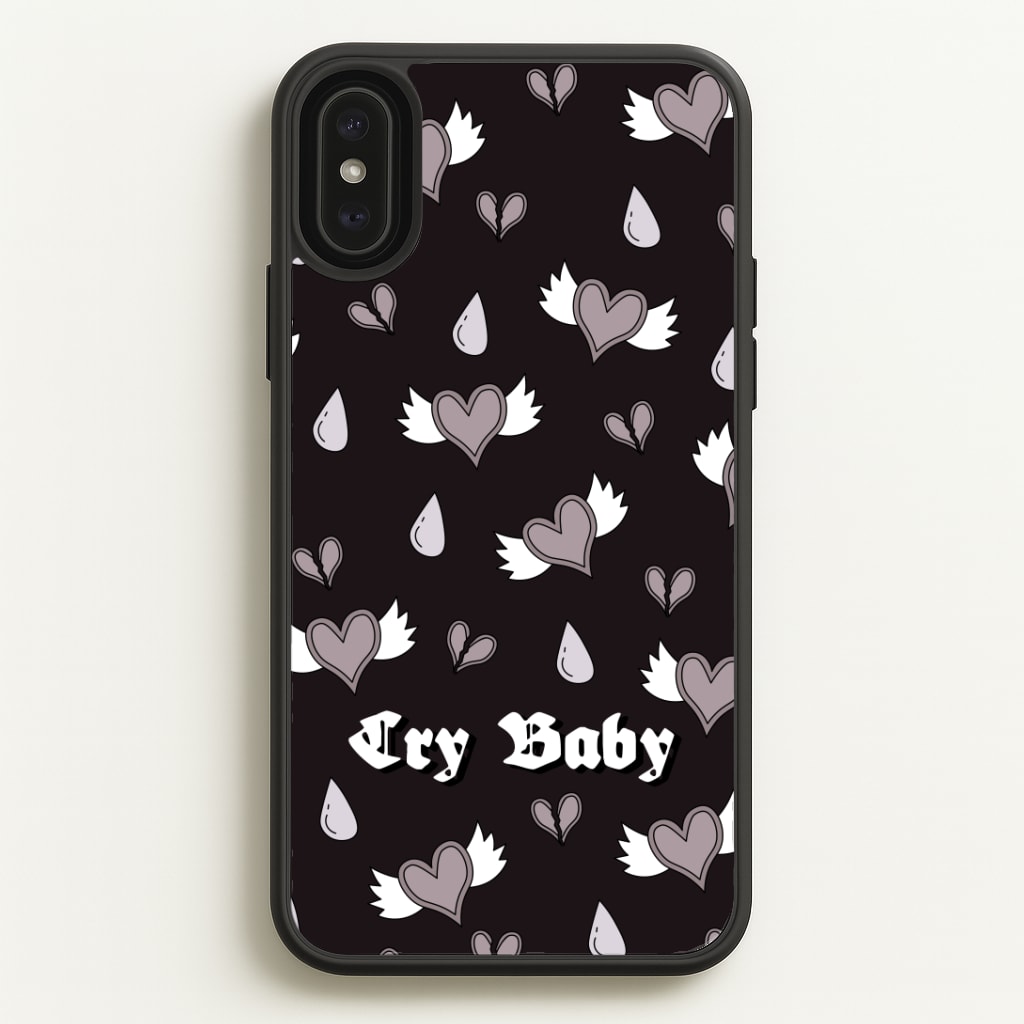Cry Baby Monochrome Hearts Pattern Phone Case