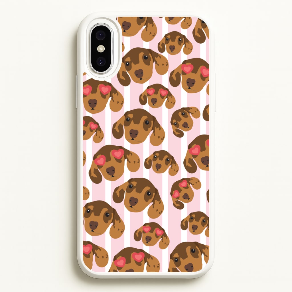 Stripes And Dachshunds Pattern Phone Case
