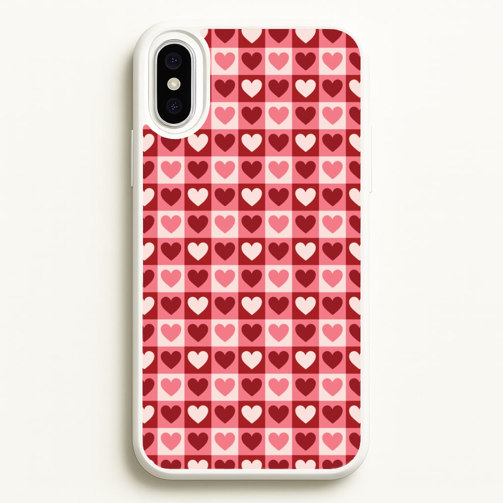 Pink Tartan Love Hearts Pattern Phone Case