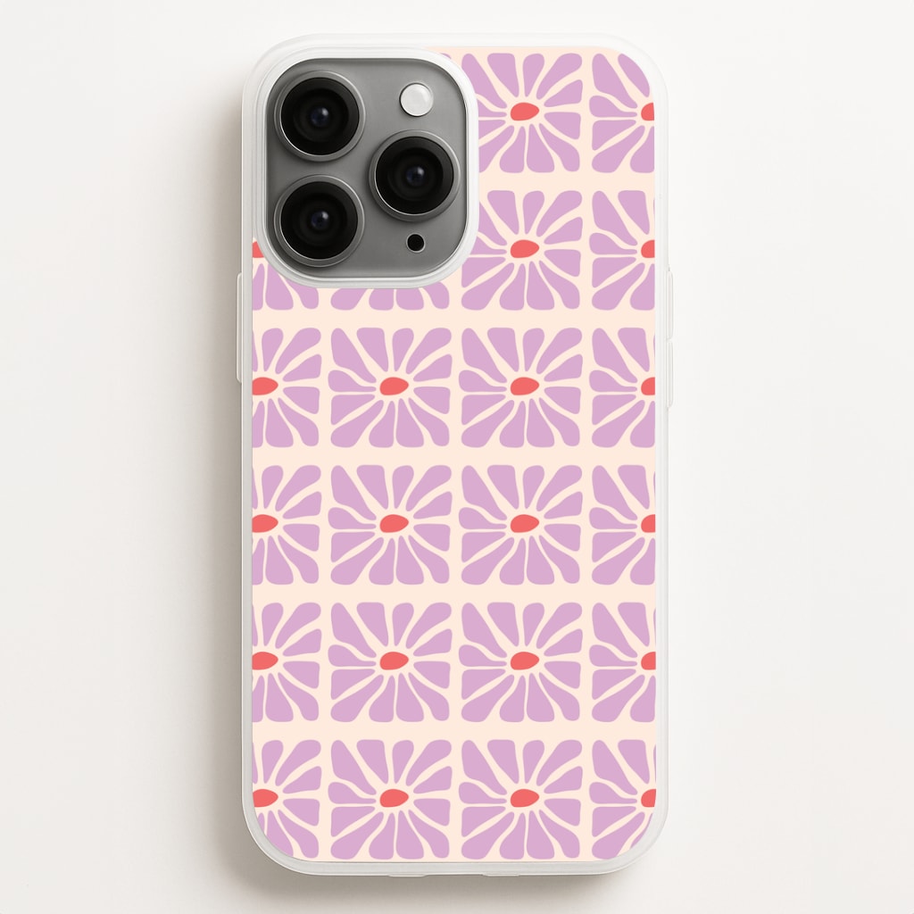 Square Abstract Flowers Mauve Phone Case