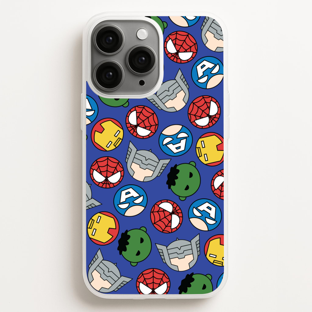 Cute Chibi Heroes Pattern Blue Phone Case