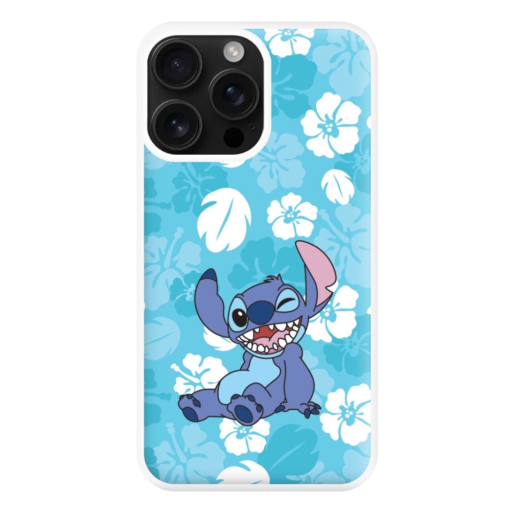 Cute Blue Alien Floral Pattern Phone Case