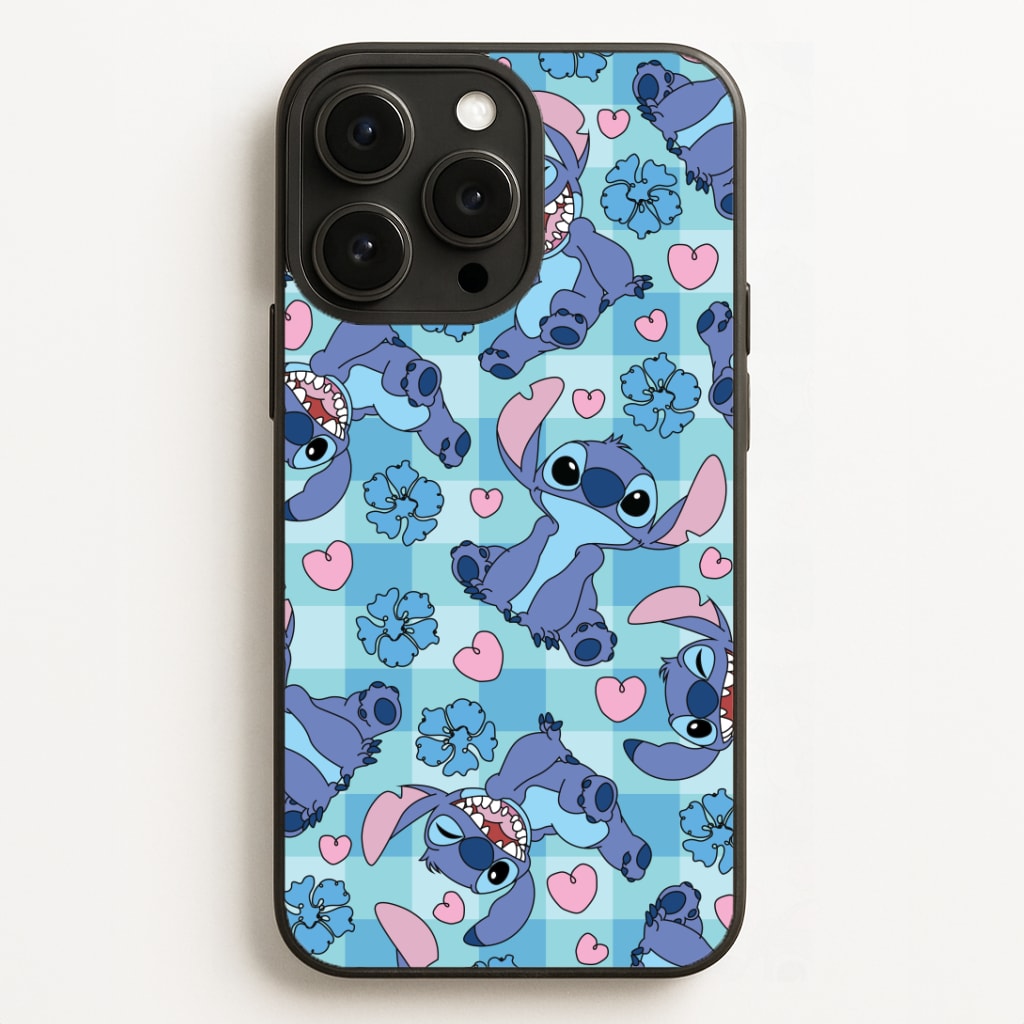 Blue Alien And Hearts Pattern Phone Case