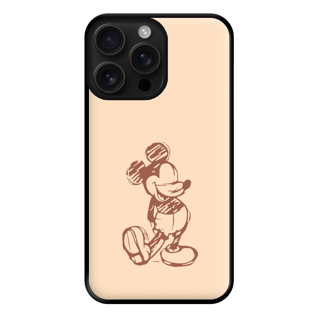 Sketched Mouse Outline Beige Phone Case