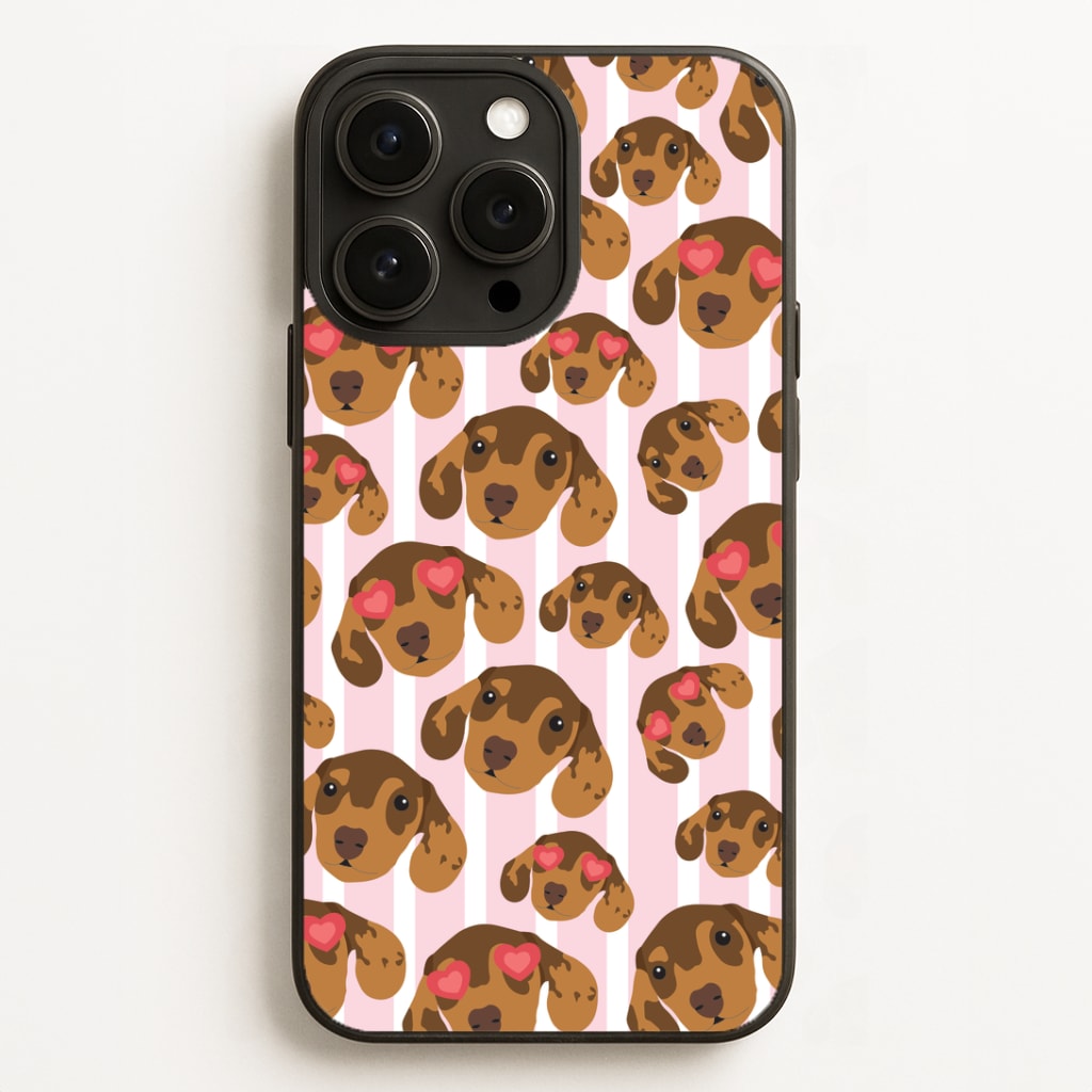 Stripes And Dachshunds Pattern Phone Case