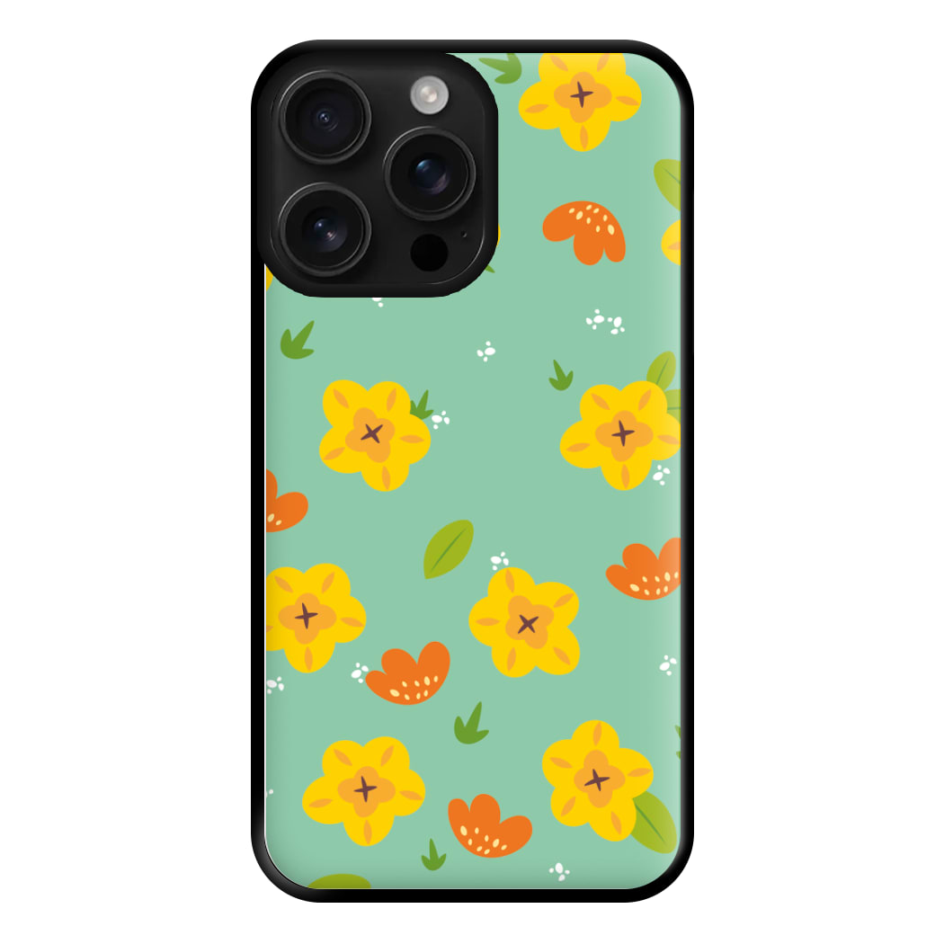 Yellow And Orange Pattern - Floral Phone Case