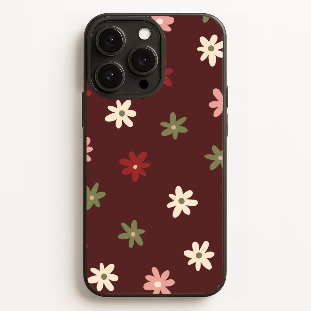 Dark Whimsical Flower Pattern Phone Case
