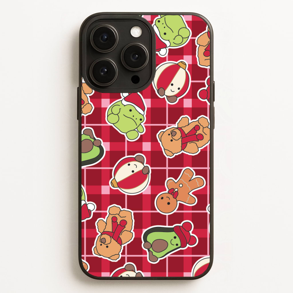 Christmas Plushies Tartan Pattern Phone Case