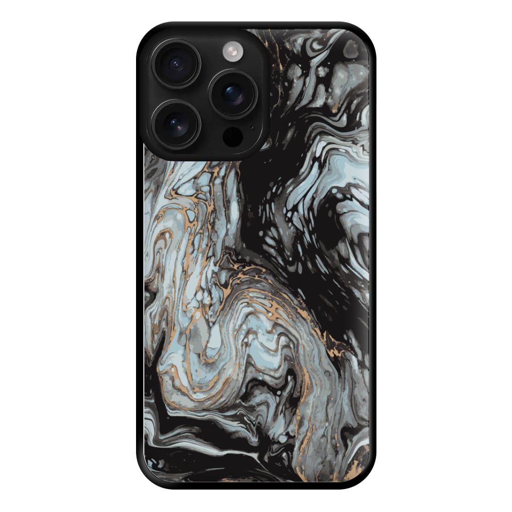 Black And Gold Cloudy Marble Phone Case
