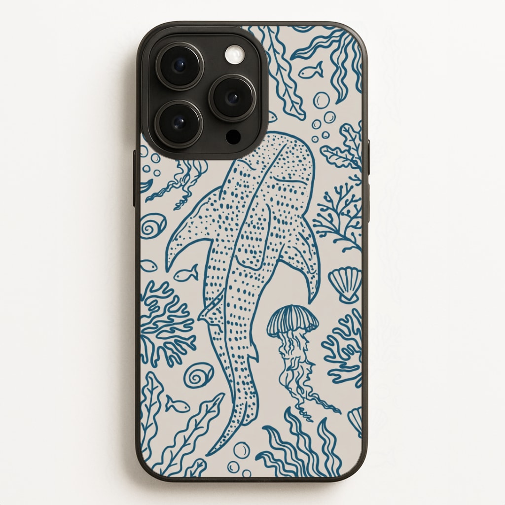 Teal Whale Shark Reef Phone Case