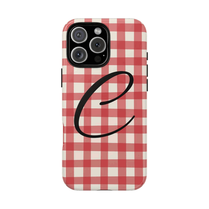 Gingham Check Initial Personalised Phone Case — Tough case