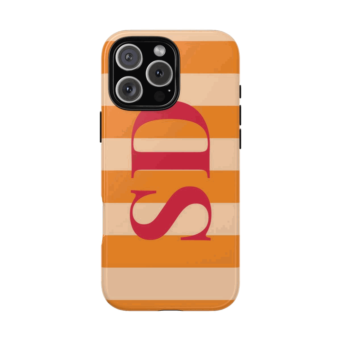 Stripe Monogram Personalised Phone Case — Tough case