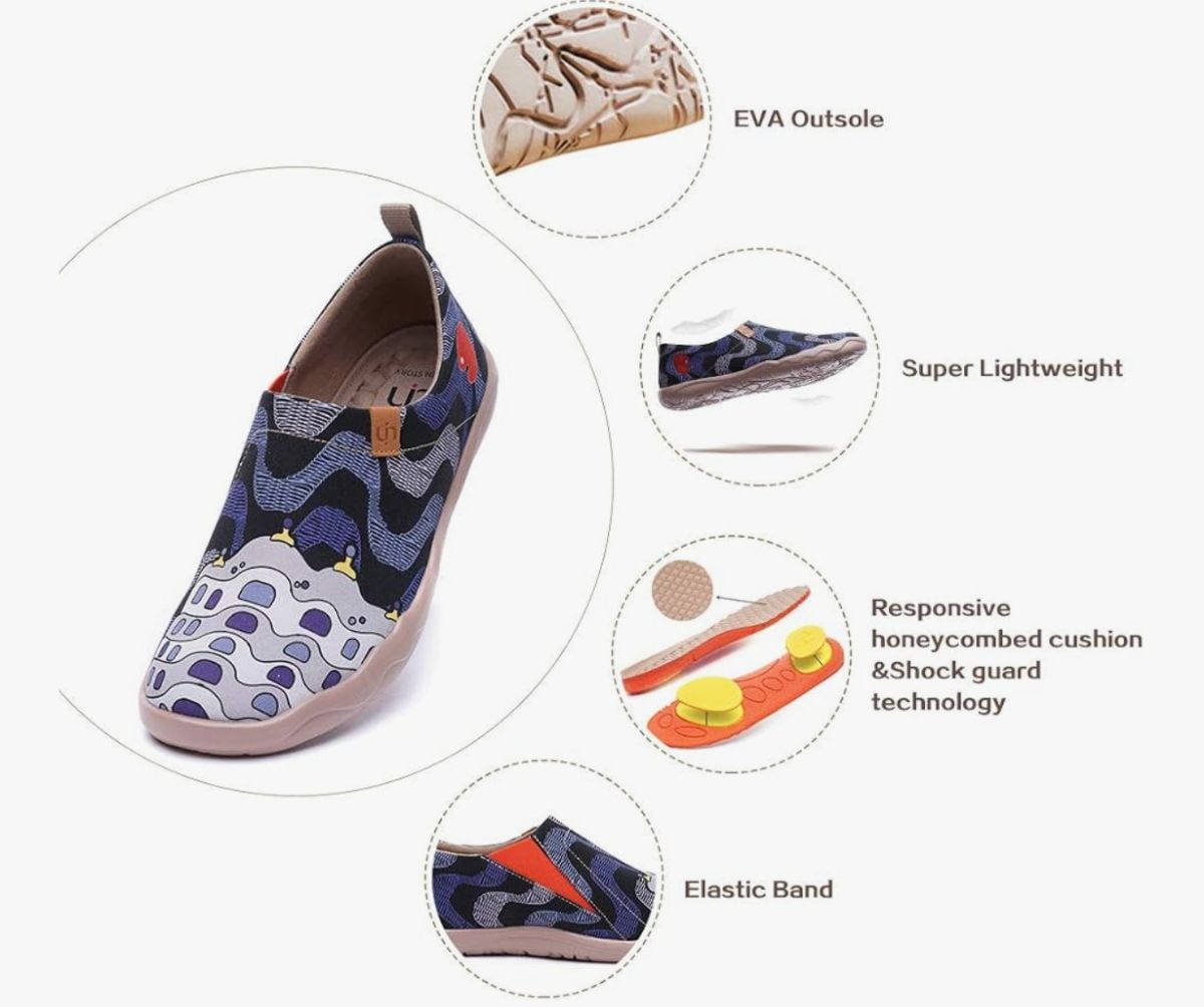 UIN Men's Walking Travel Shoes Slip On Canvas Casual Loafers Lightweight Comfort Fashion Sneaker Happy Doggies