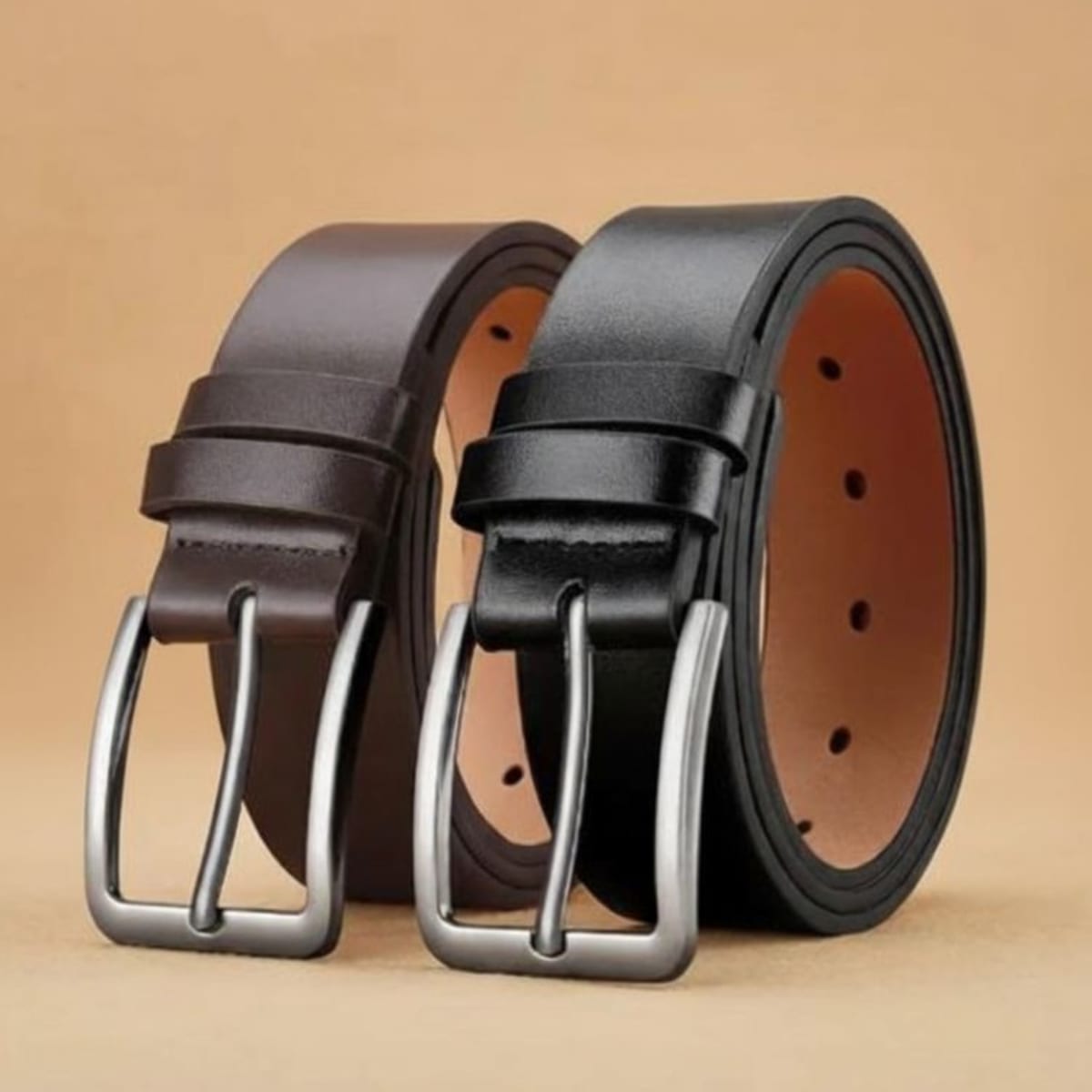Brown And Black Men Leather Belt