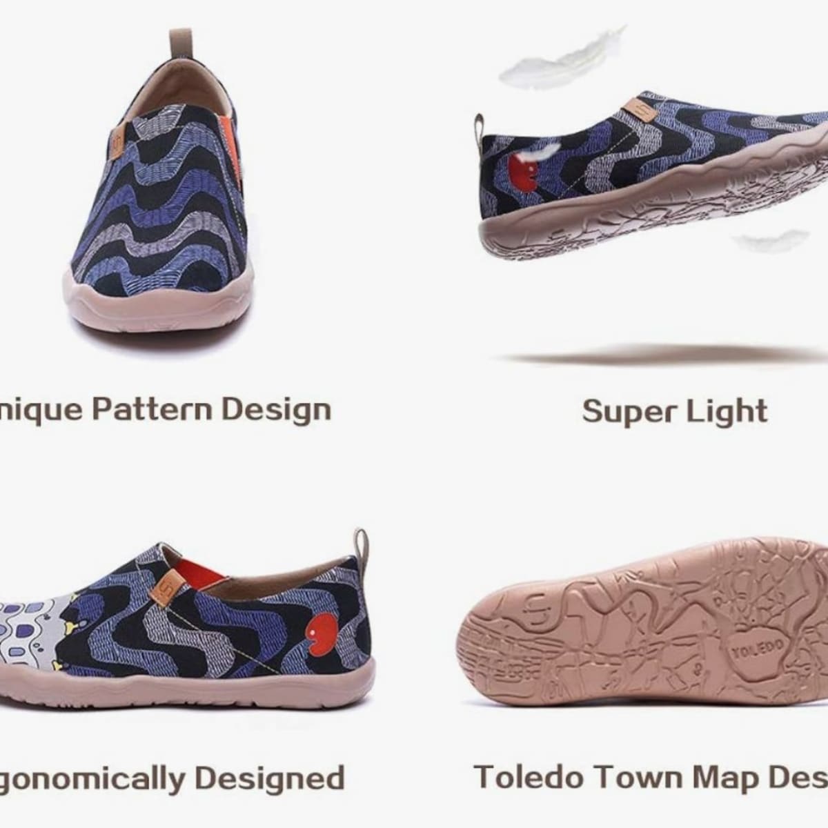 UIN Men's Walking Travel Shoes Slip On Canvas Casual Loafers Lightweight Comfort Fashion Sneaker Happy Doggies, view 4