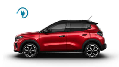 Punainen Citroën ë-C3 sivukuva ilman taustaa