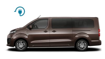 Ruskea Citroën ë-Spacetourer 2023 sivukuva ilman taustaa