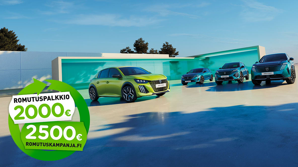 Peugeot mallisto romutuspalkkio logolla