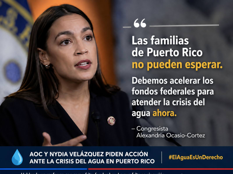 AOC y Nydia Velázquez exigen acción mientras se agrava la crisis del agua en Puerto Rico