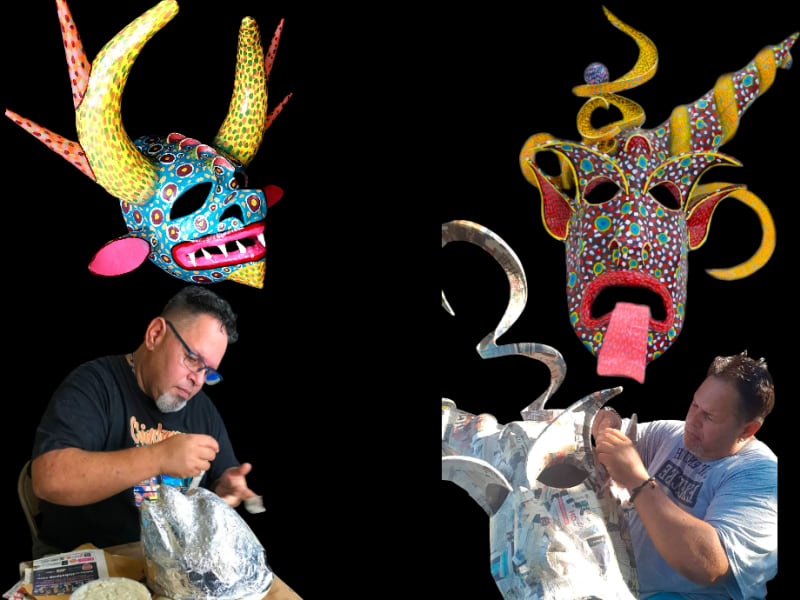 Trabajo artesanal de Mascaras Cabezudos y Ritmos
