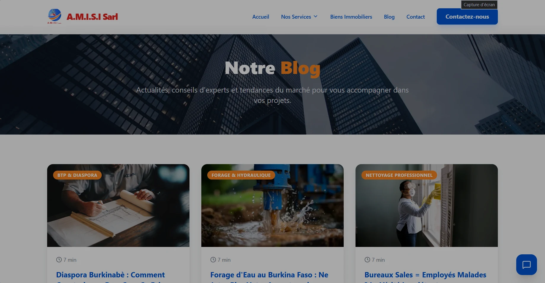 Blog et contenu SEO du site A.M.I.S.I Sarl — Stratégie de contenu pour le marché burkinabè
