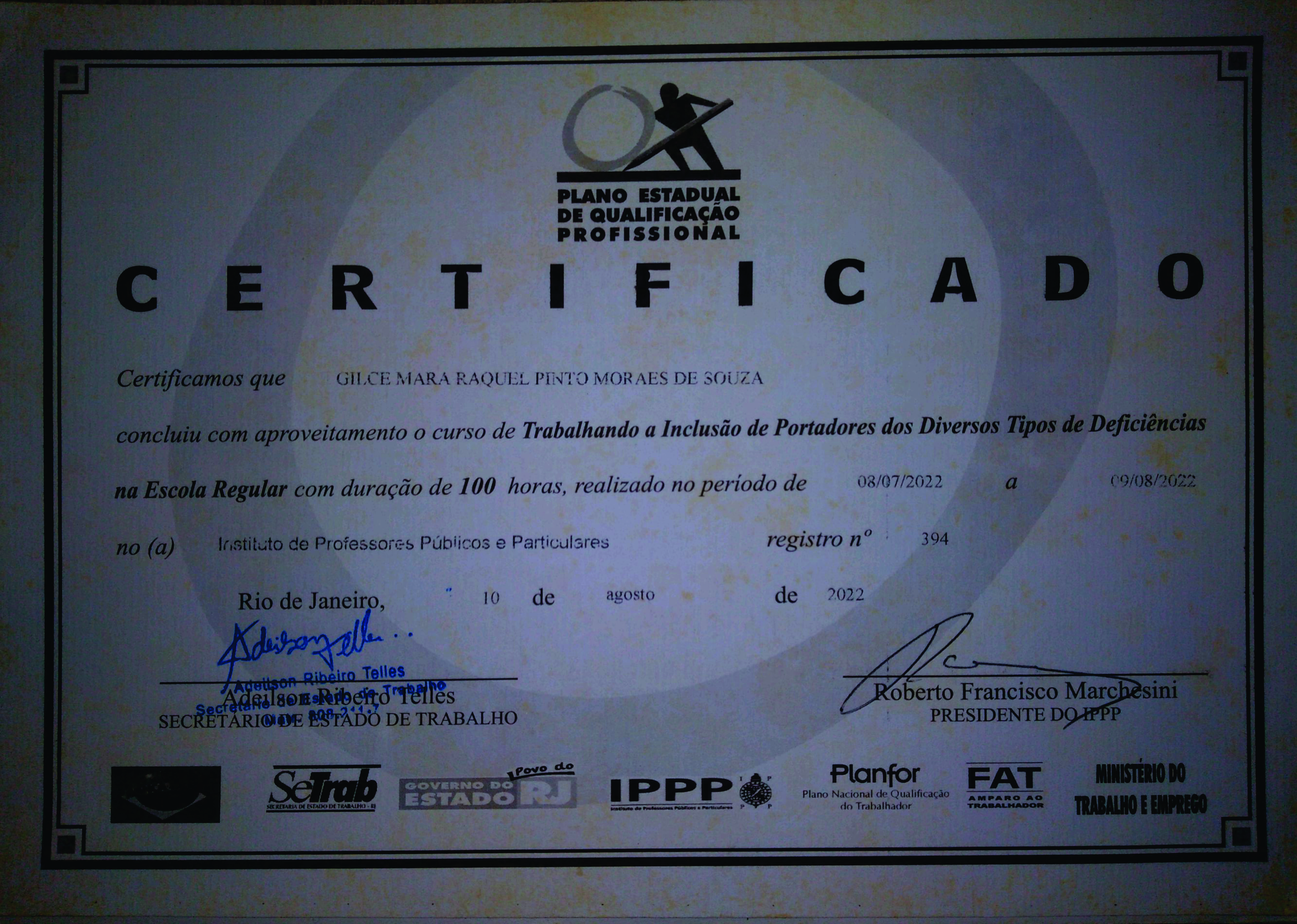 Certificado Inclusão - Mestre Mara