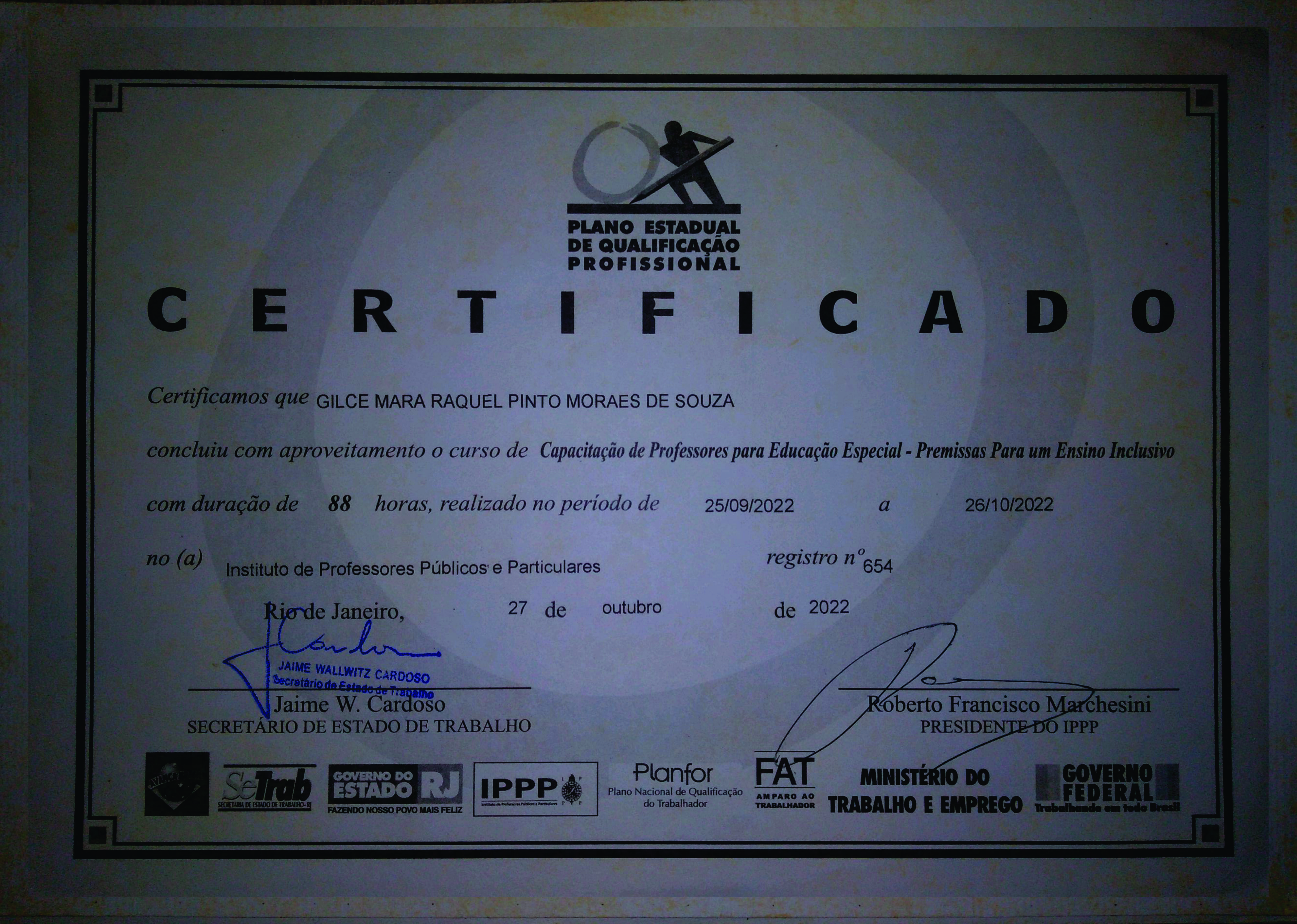 Certificado Educação Especial - Mestre Mara