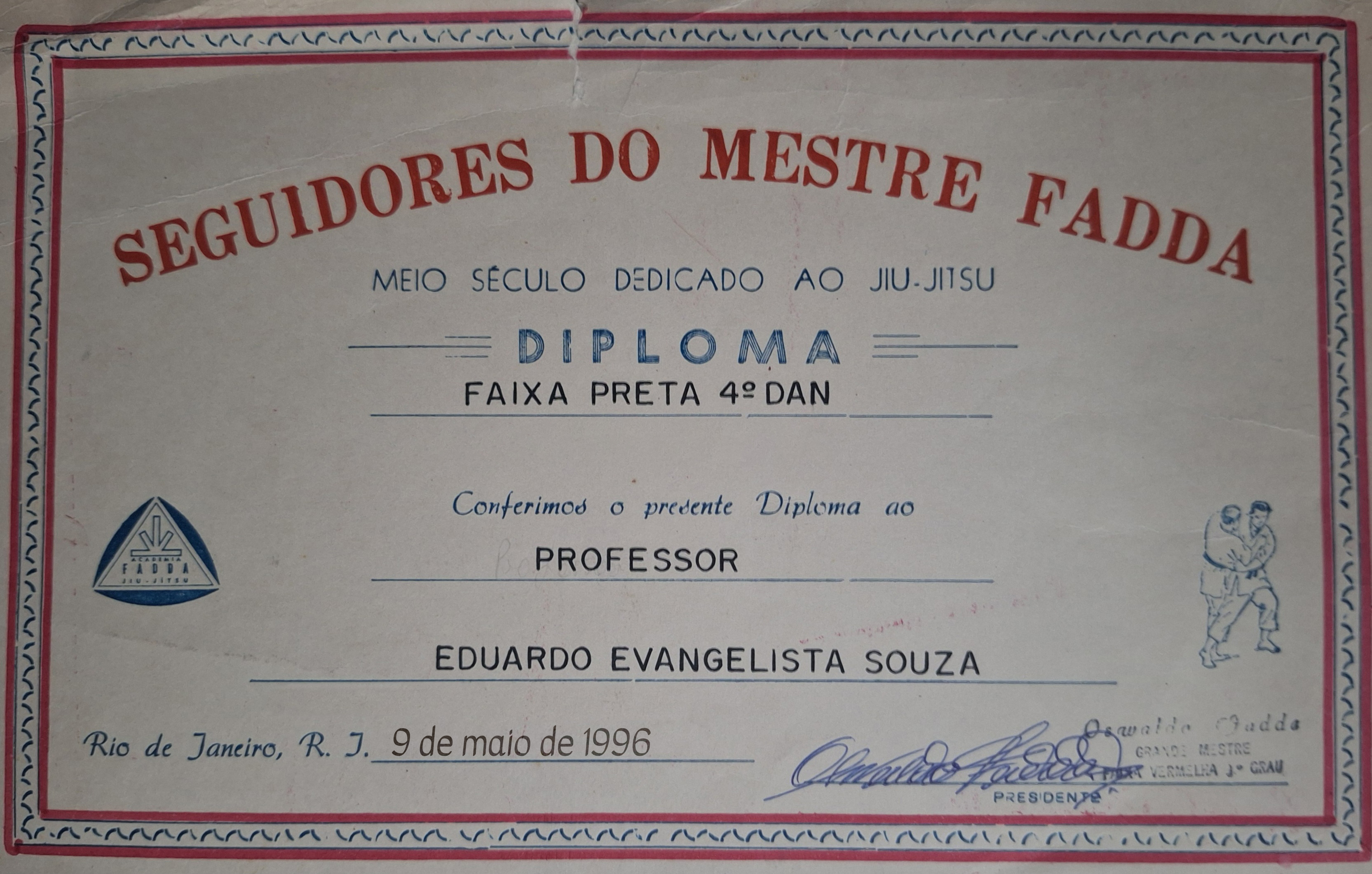 Diploma assinado por Oswaldo Fadda - Eduardo Souza
