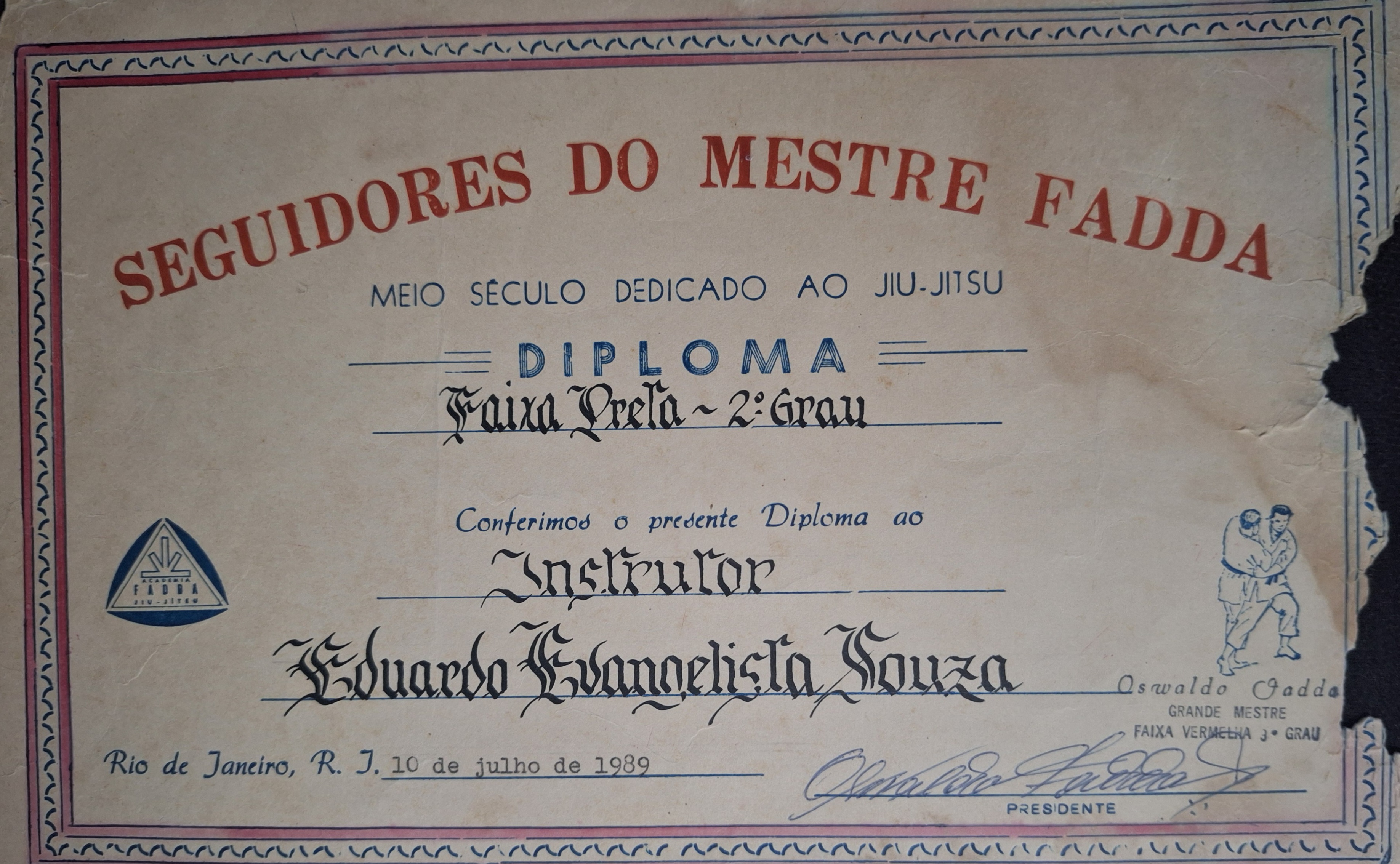 Diploma assinado por Oswaldo Fadda - Mara Souza