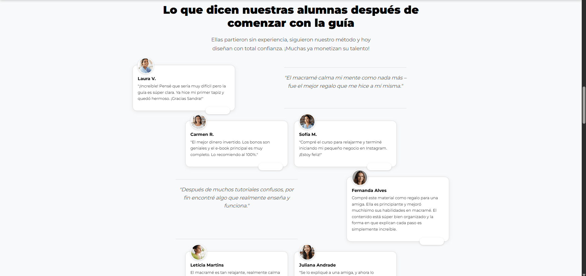 Catálogo de cursos de Macramé creativo