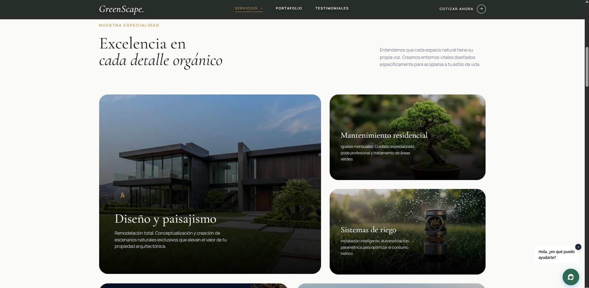 Hero section de Greenscape con propuesta de valor