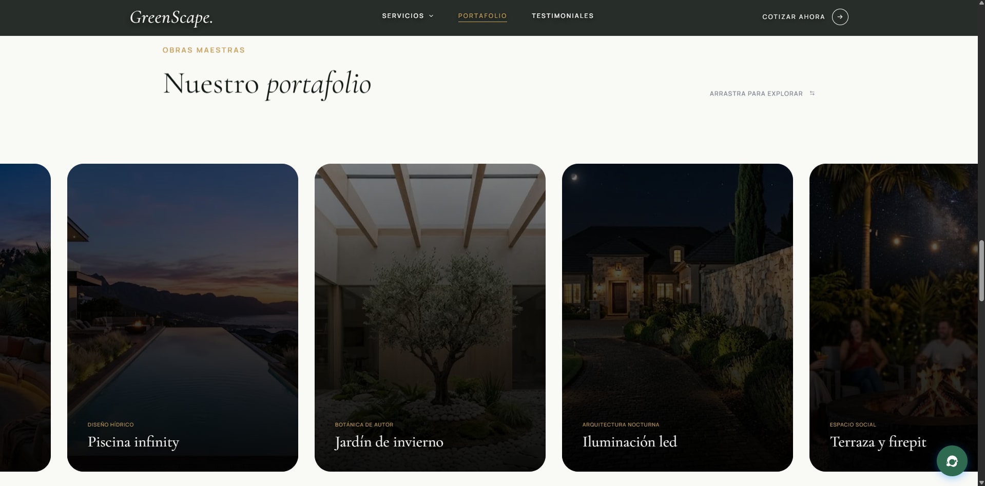 Sección de proceso de trabajo de Greenscape