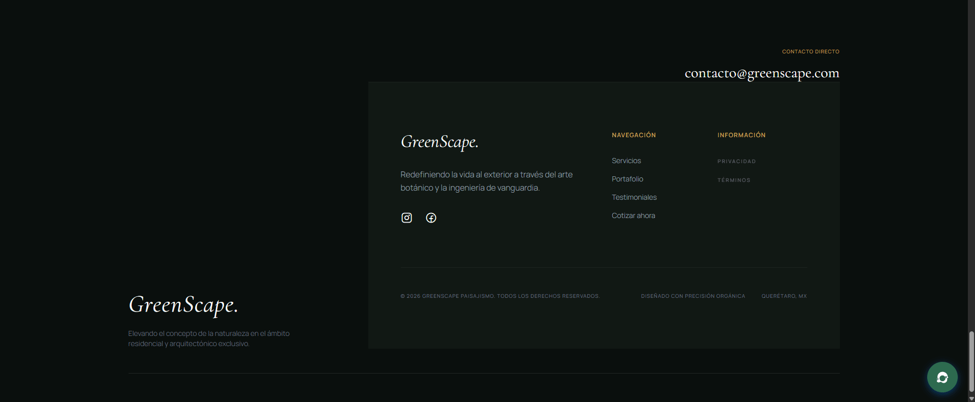 Formulario de contacto y CTA final de Greenscape