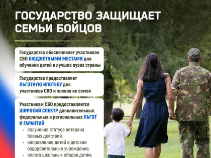 В то время как бойцы защищают свою страну на СВО, государство защищает их семьи: