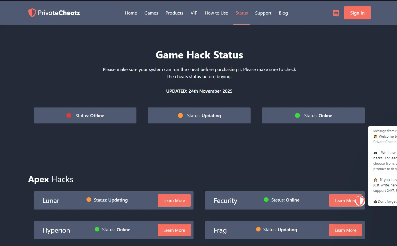 PrivateCheatz cheat screenshot