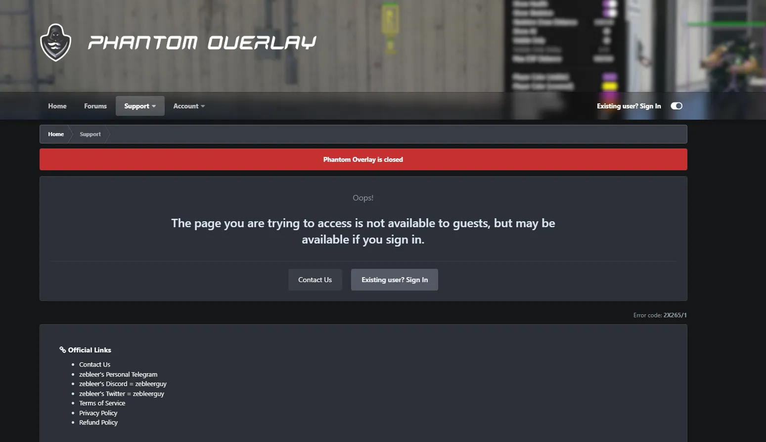 Phantom Overlay cheat screenshot