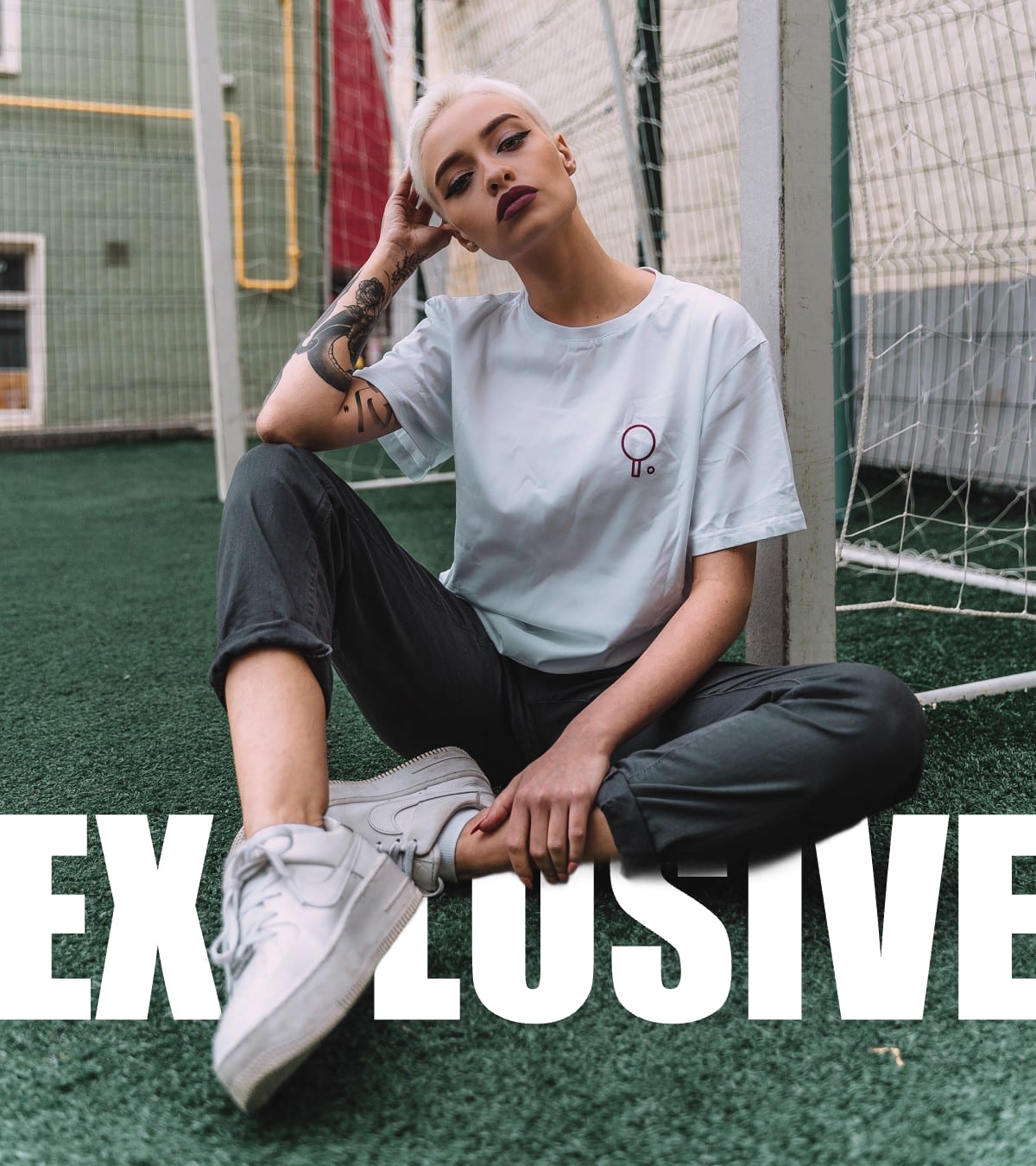 Woman on a football field