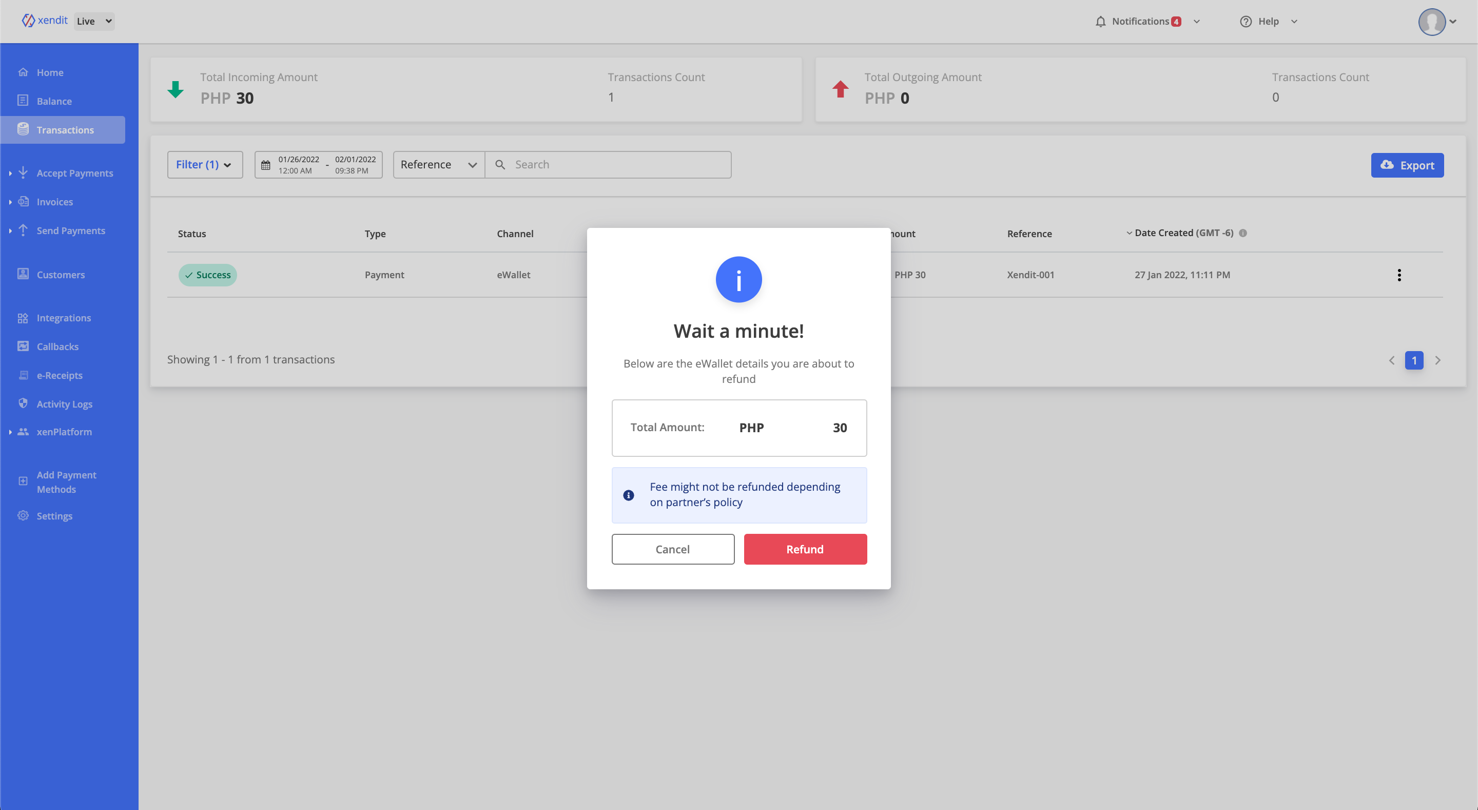 Pembatalan dan Pengembalian Dana eWallet | Xendit Docs