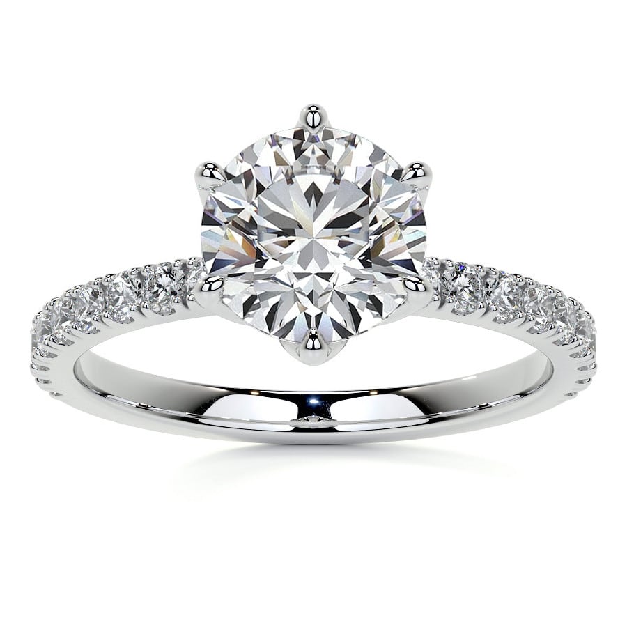 Round Brilliant Lab Grown Diamond Engagement Ring with Tulip Prongs