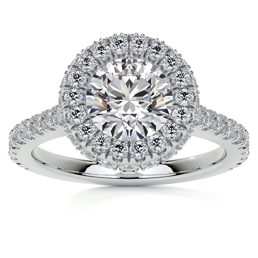 Round Cathedral Halo Lab Grown Diamond Engagement Ring