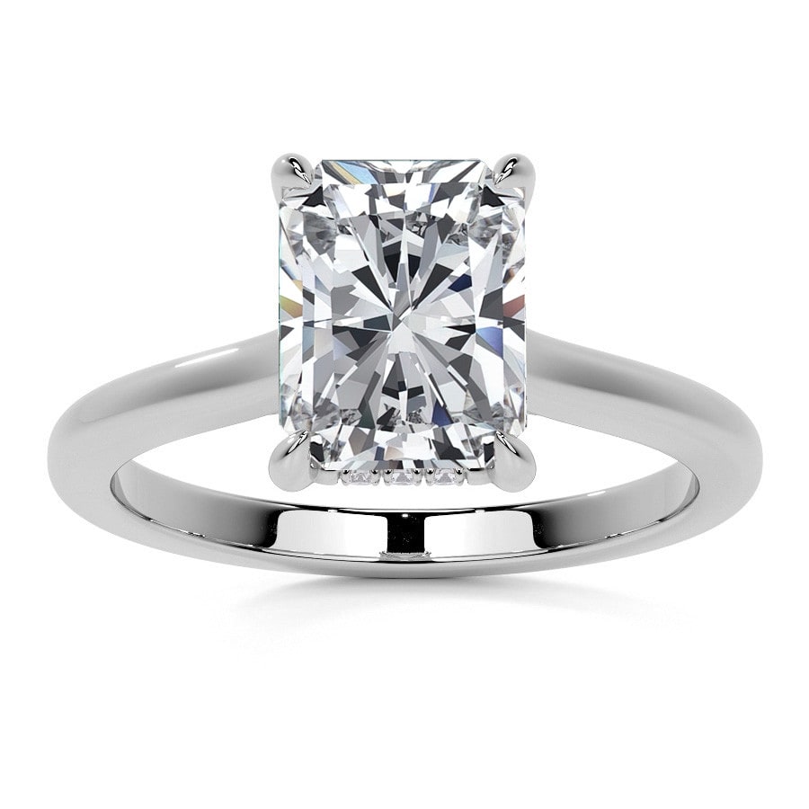 Radiant Cathedral Lab Grown Diamond Engagement Ring with Hidden
