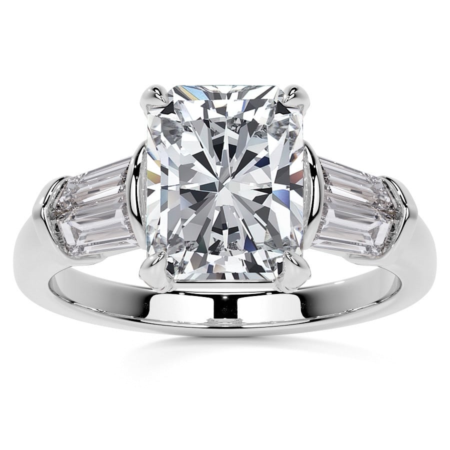 Radiant and Baguette Lab Grown Diamond Engagement Ring