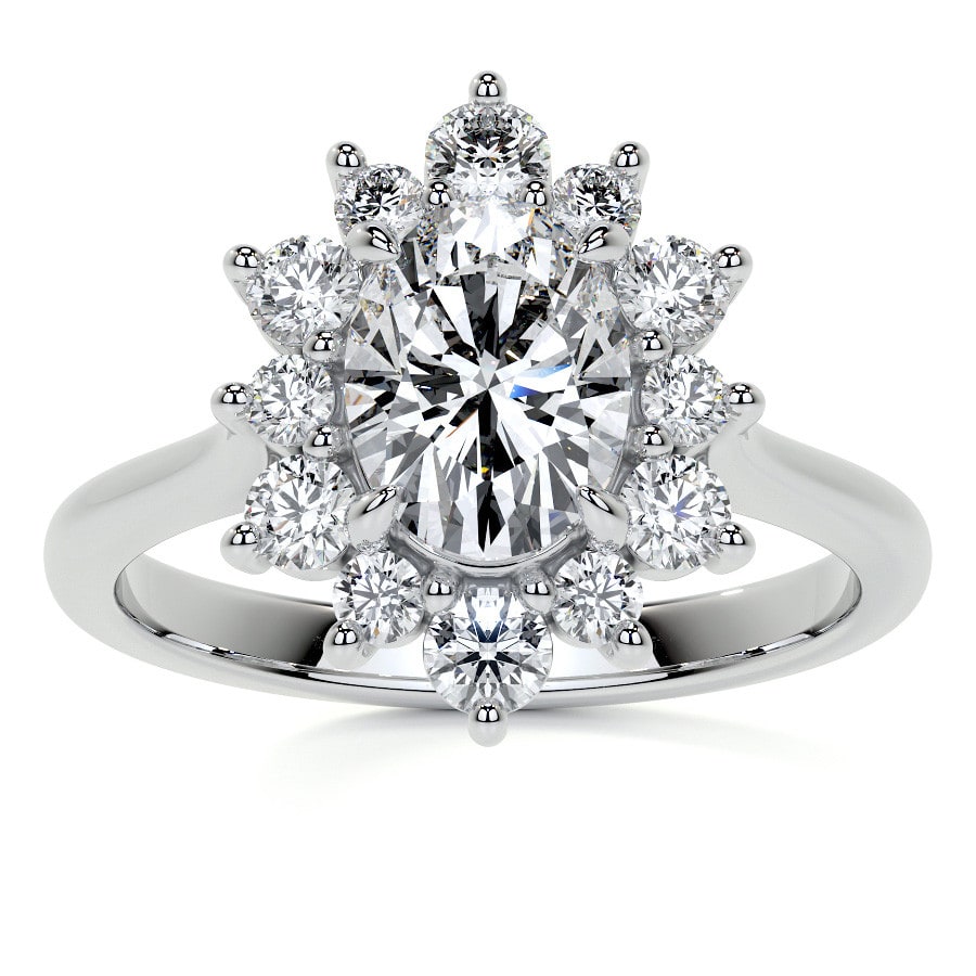 Oval Lab Grown Diamond Cathedral Halo Lab Grown Diamond Engagement Ring