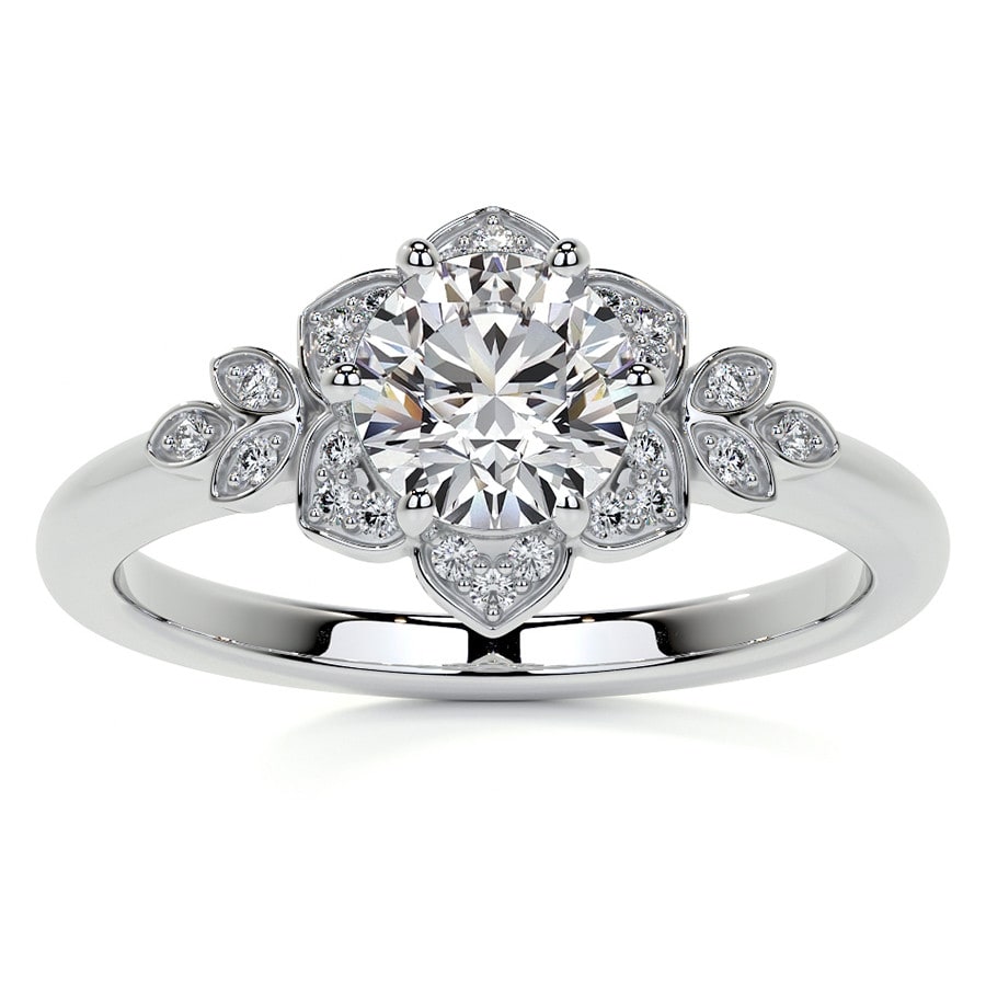 Round Petal Inspired Lab Grown Diamond Engagement Ring