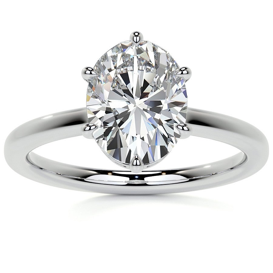 Oval Six Prong Hidden Halo Lab Grown Diamond Engagement Ring