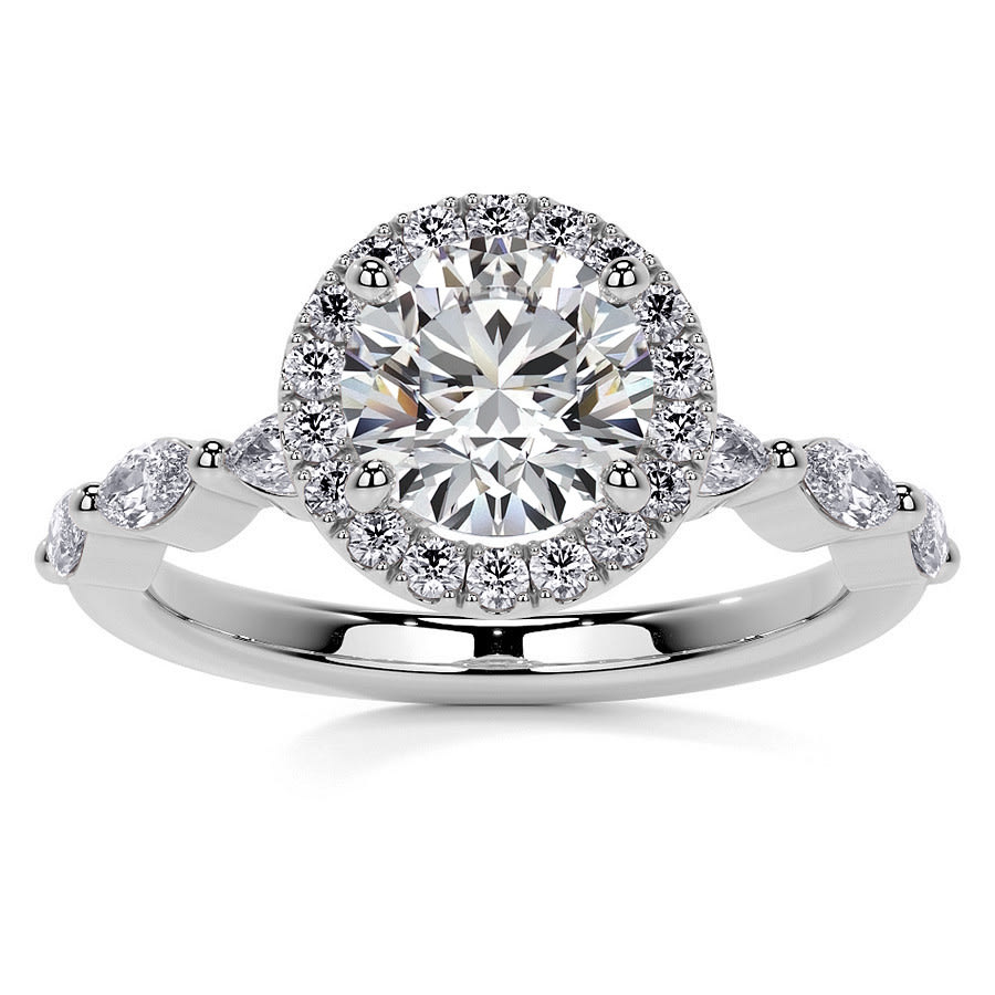 Petite Round Lab Grown Diamond Halo Engagement Ring