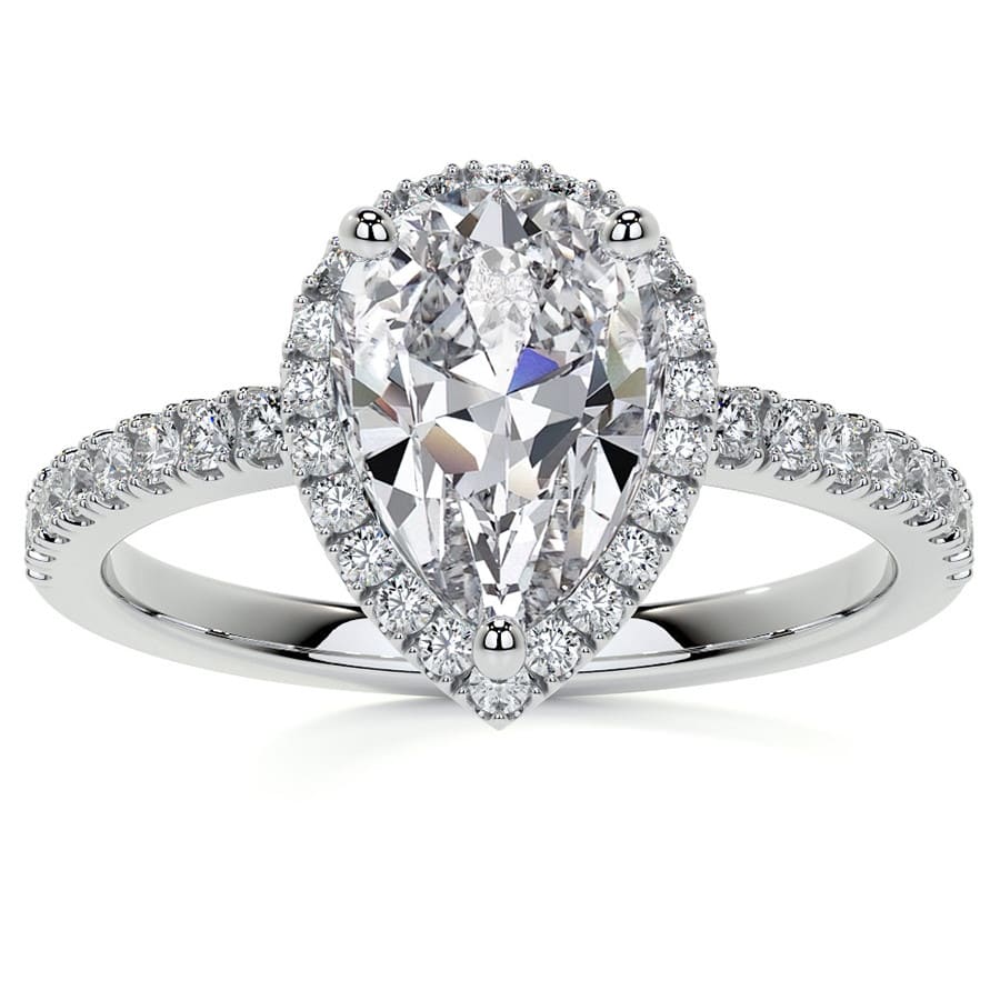 Pear Basket Halo Lab Grown Diamond Engagement Ring