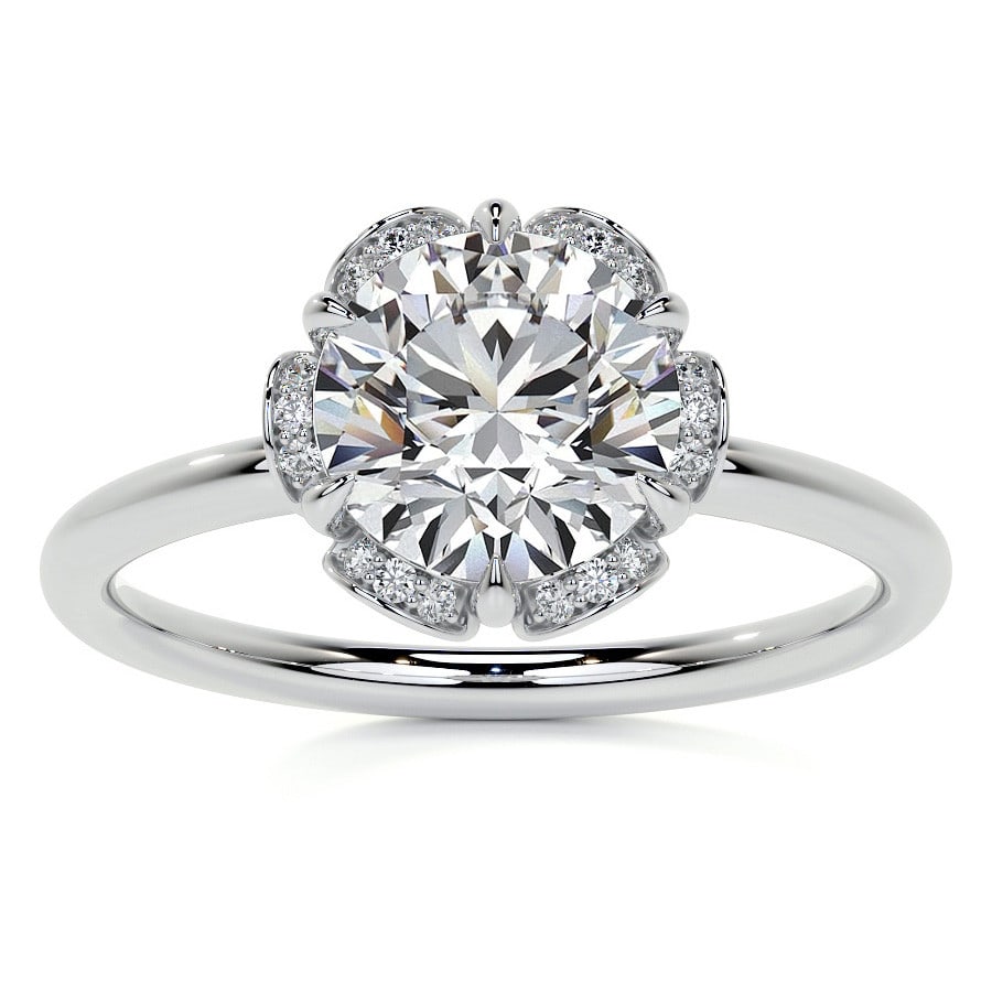 Round Petite Tulip Halo Lab Grown Diamond Engagement Ring