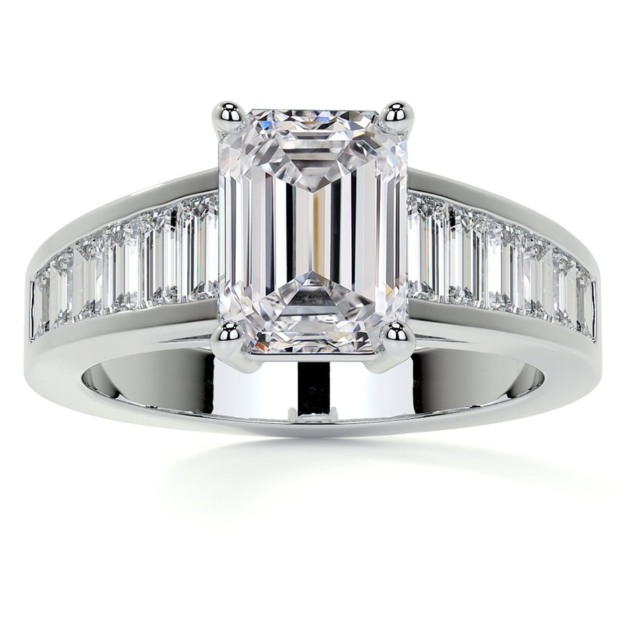 Emerald Lab Grown Diamond and Baguette Diamond Channel Engagement