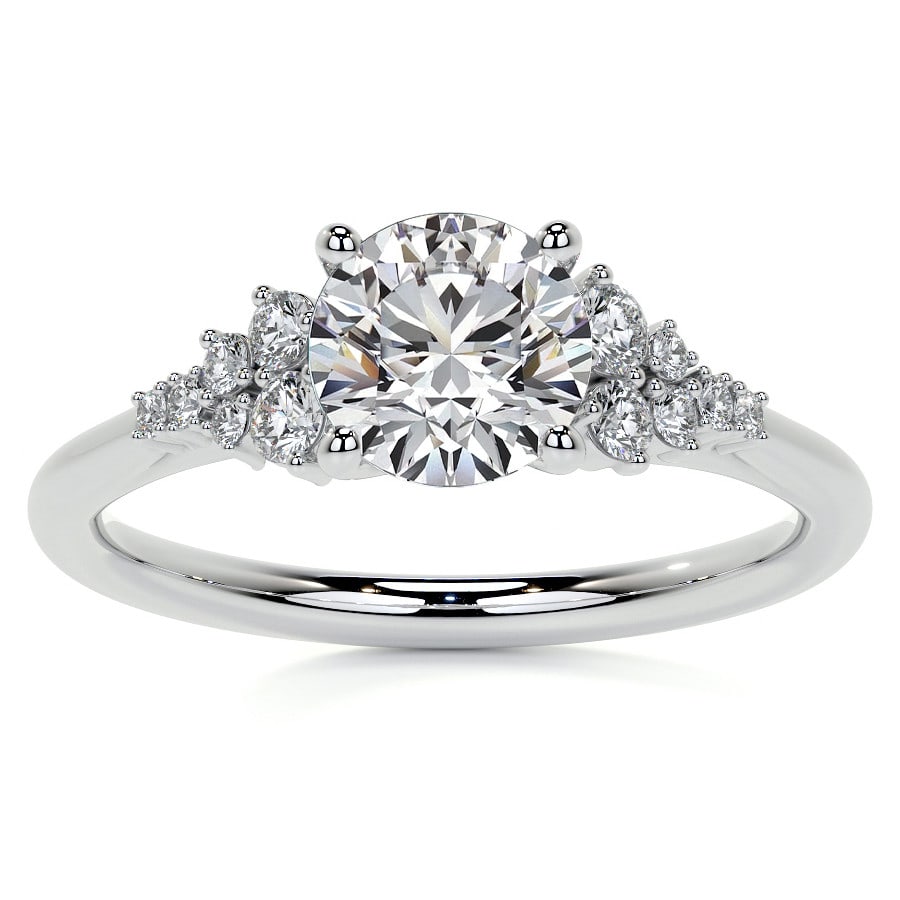 Round Trellis Cluster Cathedral Lab Grown Diamond Engagement Ring